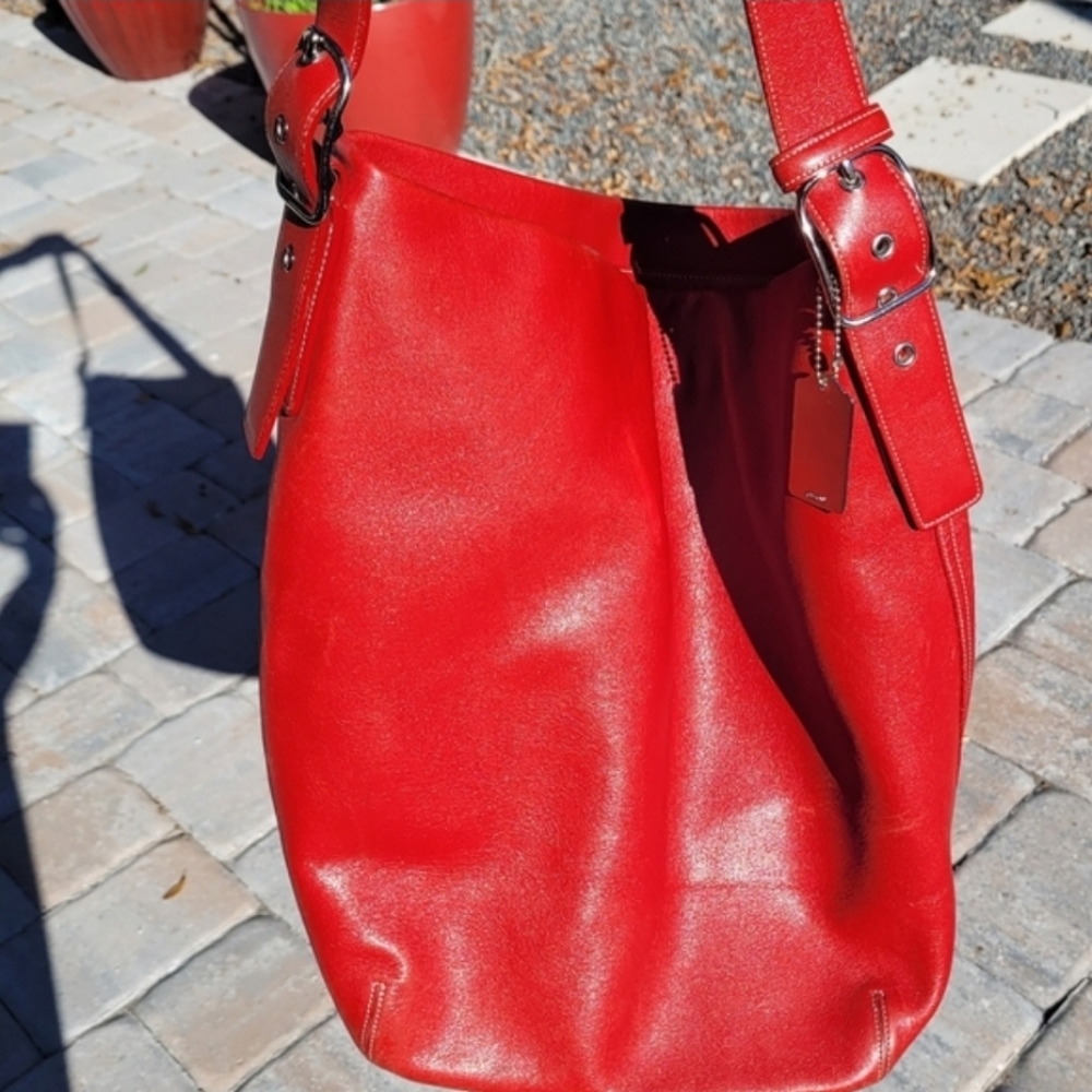 Beautiful red Coach bucket bag